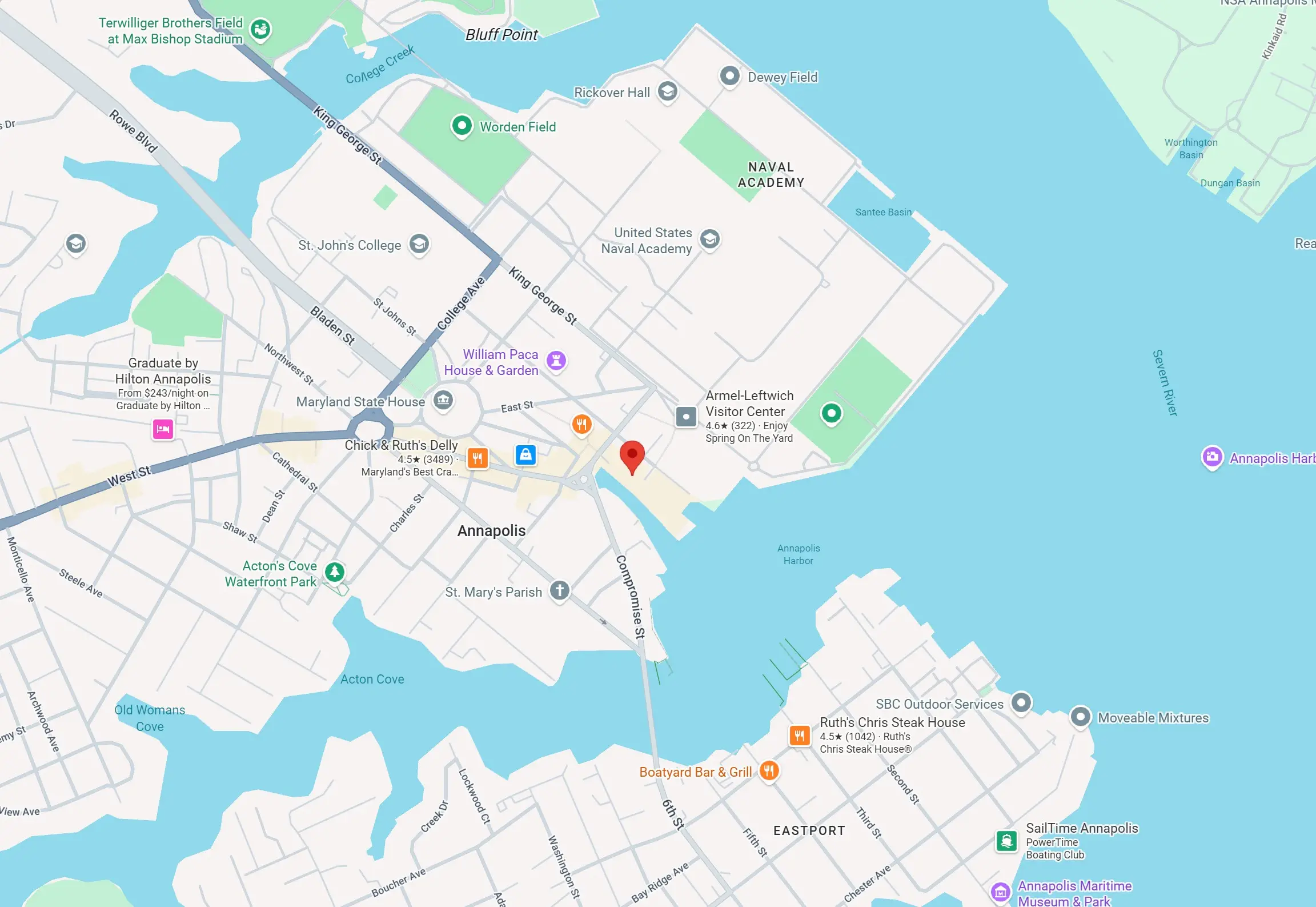 Google Map for Annapolis Sailboat Show